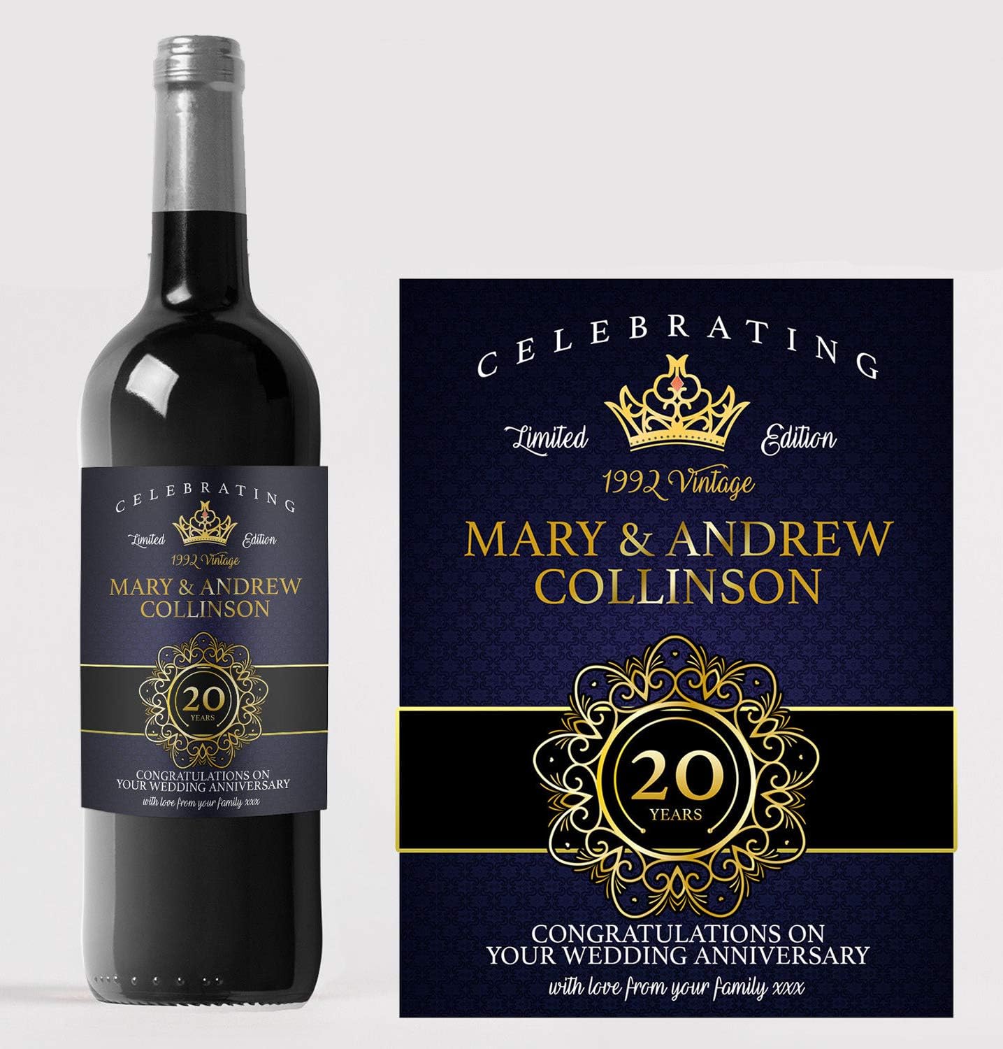 Personalised Anniversary Wine Bottle Label, Any Wording Amazon.co.uk Kitchen & Home