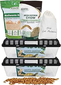 Mealworm Breeder Kit - Breed Live Feeder Worms for Hedgehogs, Sugar Gliders, Reptiles, Wild Birds, Chickens, Lizards, Bearded Dragon, Skunks, Opossum, Fish, Turtles, Tortoises, Geckos
