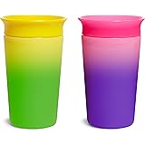 Munchkin Miracle 360 Color Changing Sippy Cup, 9 Oz, 2 Pack, Pink/Yellow