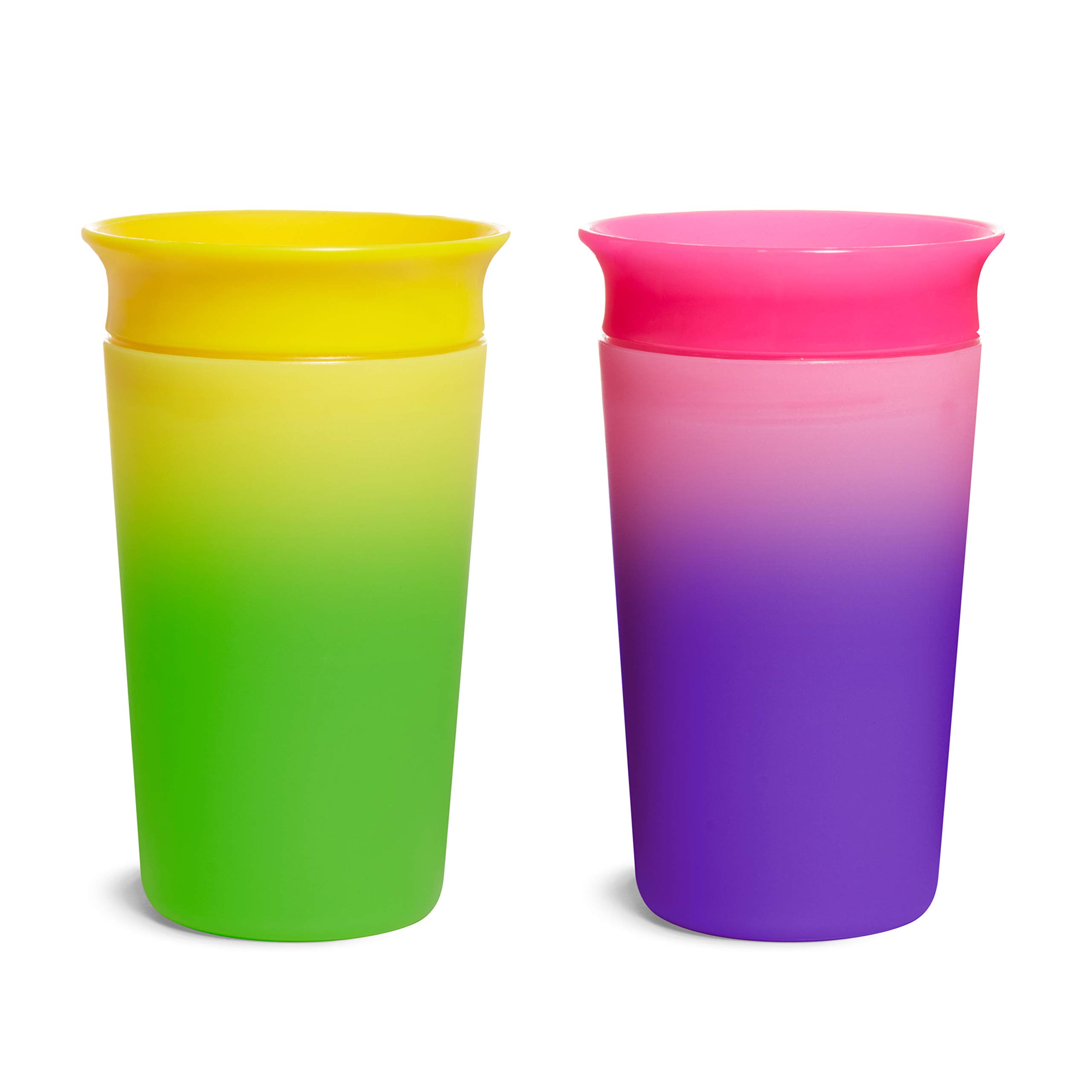 Munchkin Miracle 360 Cups| Colour Changing Toddler Cup| BPA Free Baby & Toddler Sippy Cup| Non Spill Cup| Baby Cup| Leakproof Childrens Cups| 12+ Months| 9oz/266 ml| 2 Pack| Yellow&Pink