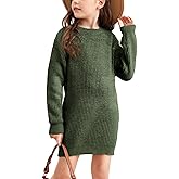 Hestenve Girl's Long-Sleeve Knitted Dress Pullover Long Sweater Bodycon Dresses Winter Christmas Clothes for Kids