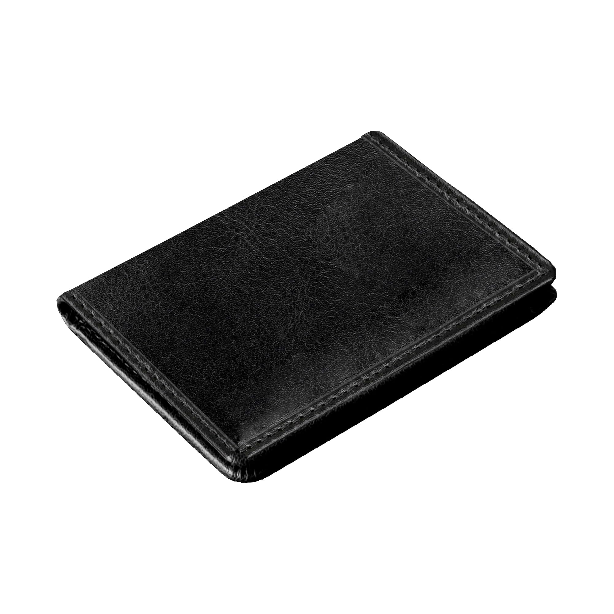 TOPSUM LONDON Ultra Slim RFID Blocking Leather Card Holder – Minimalist Men’s Credit Card Case with 8 Slots, Secure Popper Closure, Gift-Boxed | Compact Genuine Leather Wallet 4022 (Black)