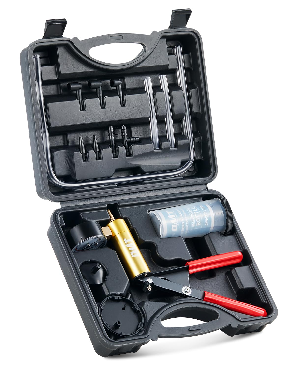 Photo 1 of Orion Motor Tech Brake Bleeder Kit with Hand Pump and Pressure Gauge, Hand Vacuum Pump with Brake Bleeder Bottle Adapters Case & Gloves for One Person Brake Fluid Power Steering Fluid Bleeding