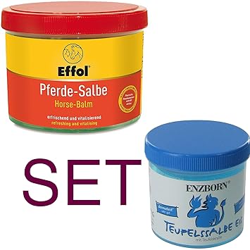 Pferdesalbe 500 ml + Pferdesesalbe EIS 200 ml bei Zerrungen, Verspannungen für den Rücken Massagen Set