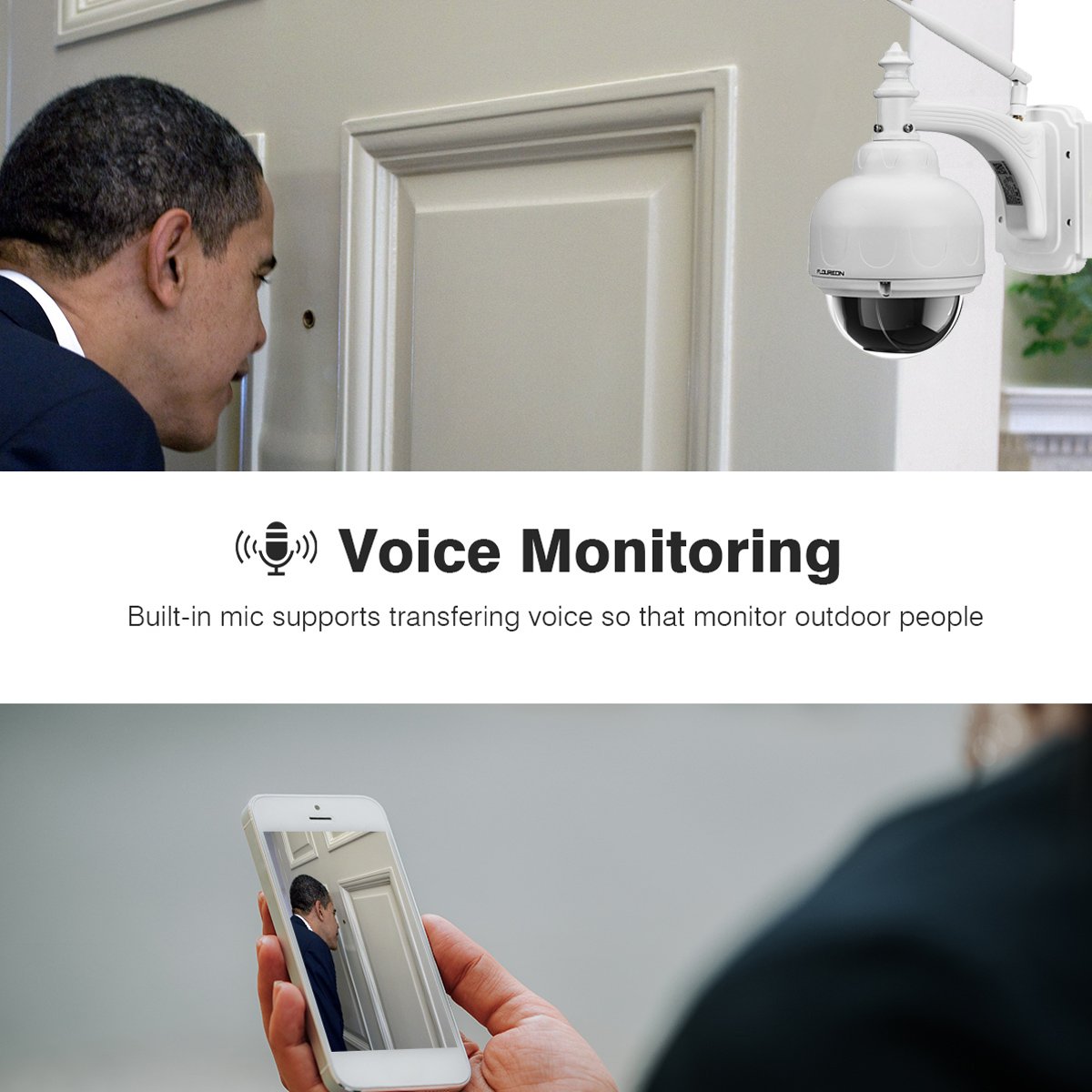 FLOUREON WIFI IP Camera 960P Wireless HD H.264 Waterproof CCTV Security PT Camera with Built-in Mic 355°Pan/ 90°Tilt, Alarm Recording, Night Vision, Micro SD Card Slot