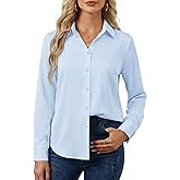 Women's Button Down Shirts Long Sleeve Basic Classic Soft Shirt Collared Fashion Dressy Casual Blouses