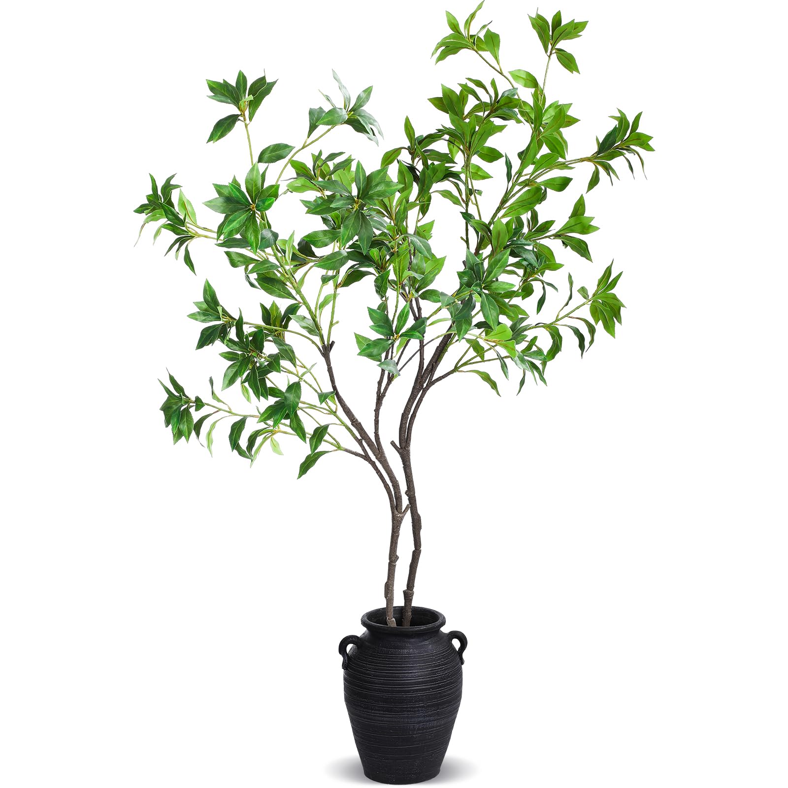 Photo 1 of Thiccywoov 2 Pcs 47 Inch Fake Tree Branches Real Touch Faux Greenery Japonica Leaf Stems for Vase Artificial Tree Branches for Vase Wedding Spring Office Desk Centerpieces Decor