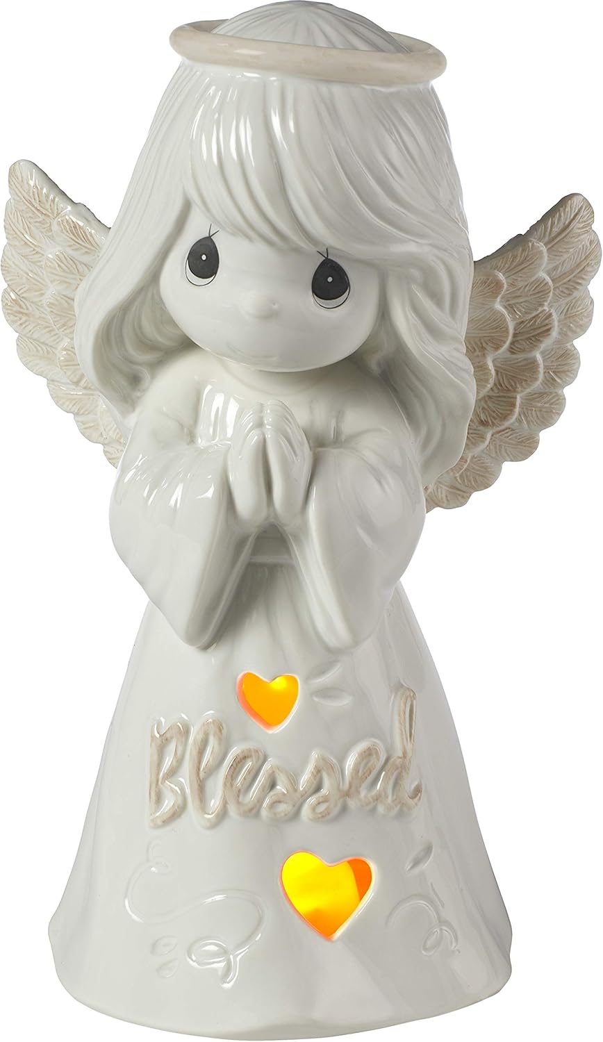 Precious Moments Inspirational Kitchen and D&eacute;cor Blessed LED Angel Porcelain 183417 Figurine, One Size, Multi