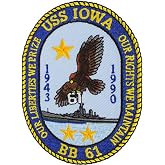 United States Navy USN USS BB-61 Iowa Ship Embroidered Patch, with Iron-On Adhesive