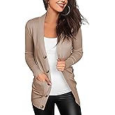 VERABENDI Women Long Sleeve Snaps Button Down V Neck Cute Knit Sweater Cardigan