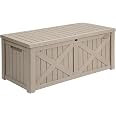 YITAHOME 120 Gallon Outdoor Resin Storage Deck Box - Waterproof, Lockable, With Hydraulic Lid (Black & White)