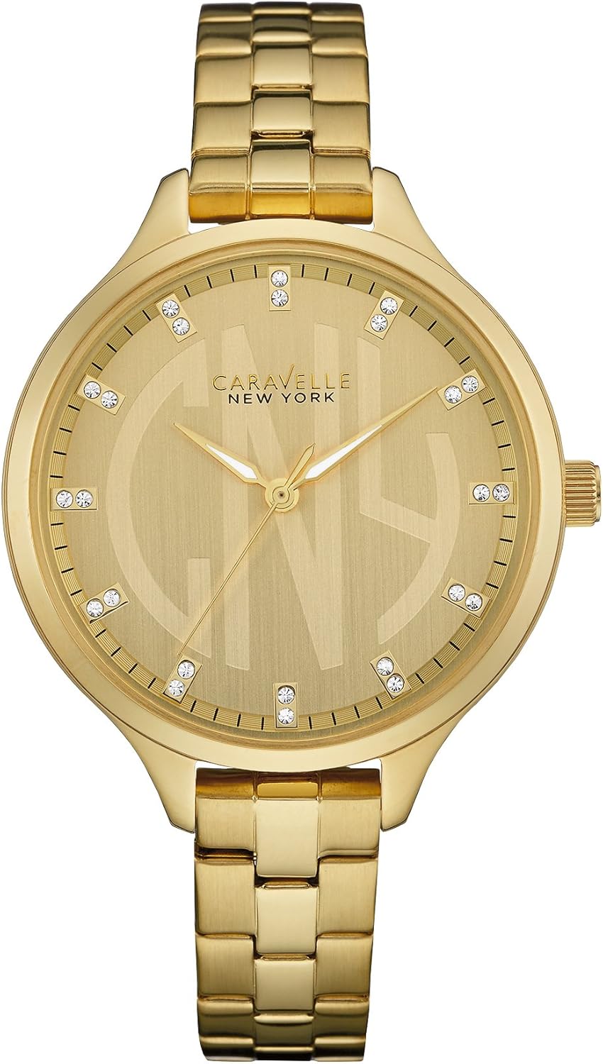 Caravelle New York Rose Gold Slimline Women's Quartz Watch with Gold