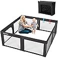 Doradotey Baby Playpen Foldable for Toddlers 1-3, Size and Shape Adjustable Enclosure, 8-Panels Detachable Gate 79x71 Large Indoor Playard, Easy Assembly and Clean, Safety Fence Play Area, Black