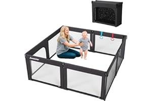 DORA DOTEY Doradotey Baby Playpen Foldable for Toddlers 1-3, Size and Shape Adjustable Enclosure, 8-Panels Detachable Gate 79x71 Large Indoor Playard, Easy Assembly and Clean, Safety Fence Play Area, Black