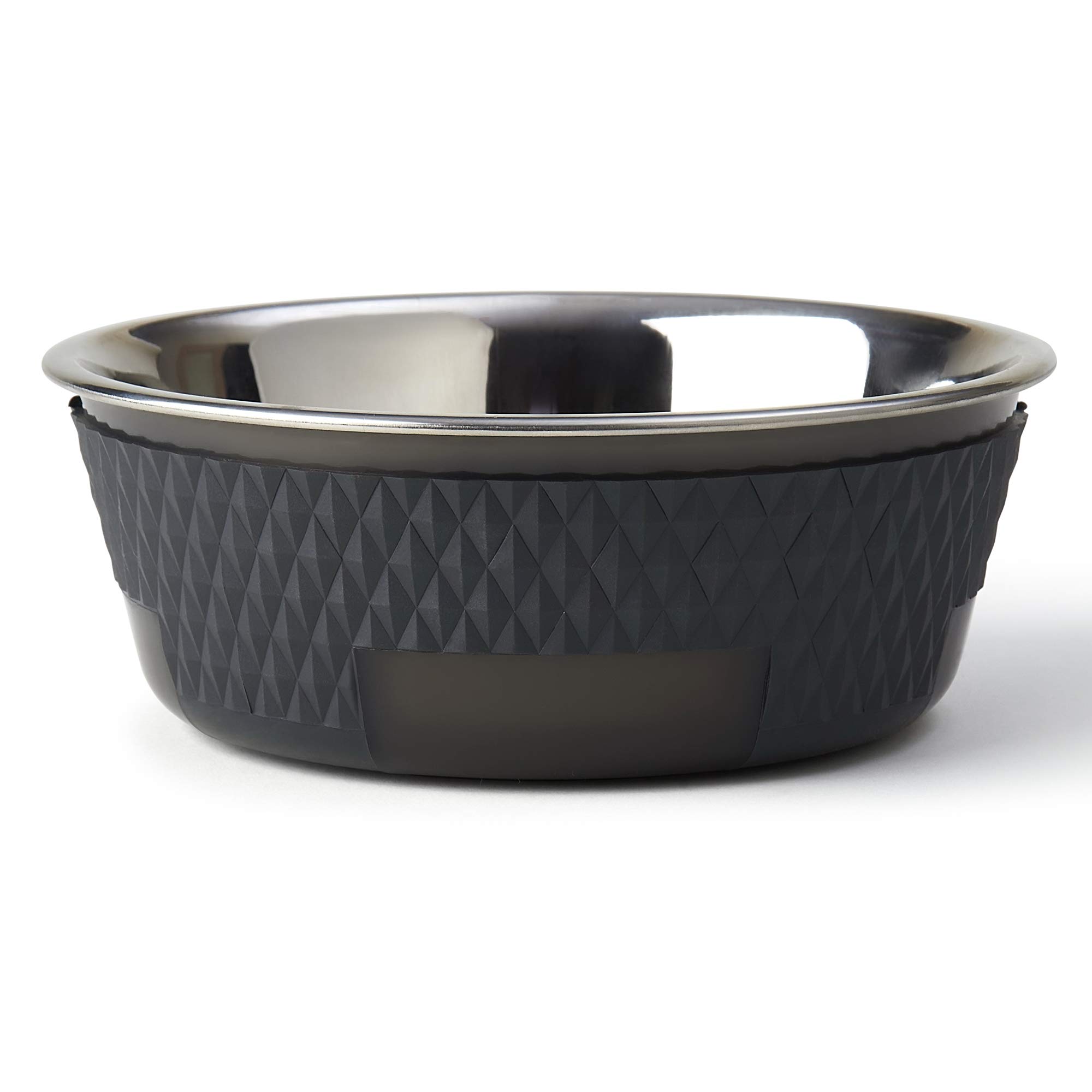 PetRageous 16019 Kona Stainless Steel Non-Slip Dishwasher Safe Dog Bowl 3.75-Cup 6.75-Inch Diameter 2.5-Inch Tall for Medium and Large Dogs and Cats 30-Ounce, Charcoal Grey