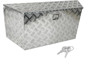 TYFYB 39"X15.4"X12" Silver Aluminum Utility Trailer Tongue 5 Bar Tread Tool Box Wide Utility Trailer Tongue Tool Box