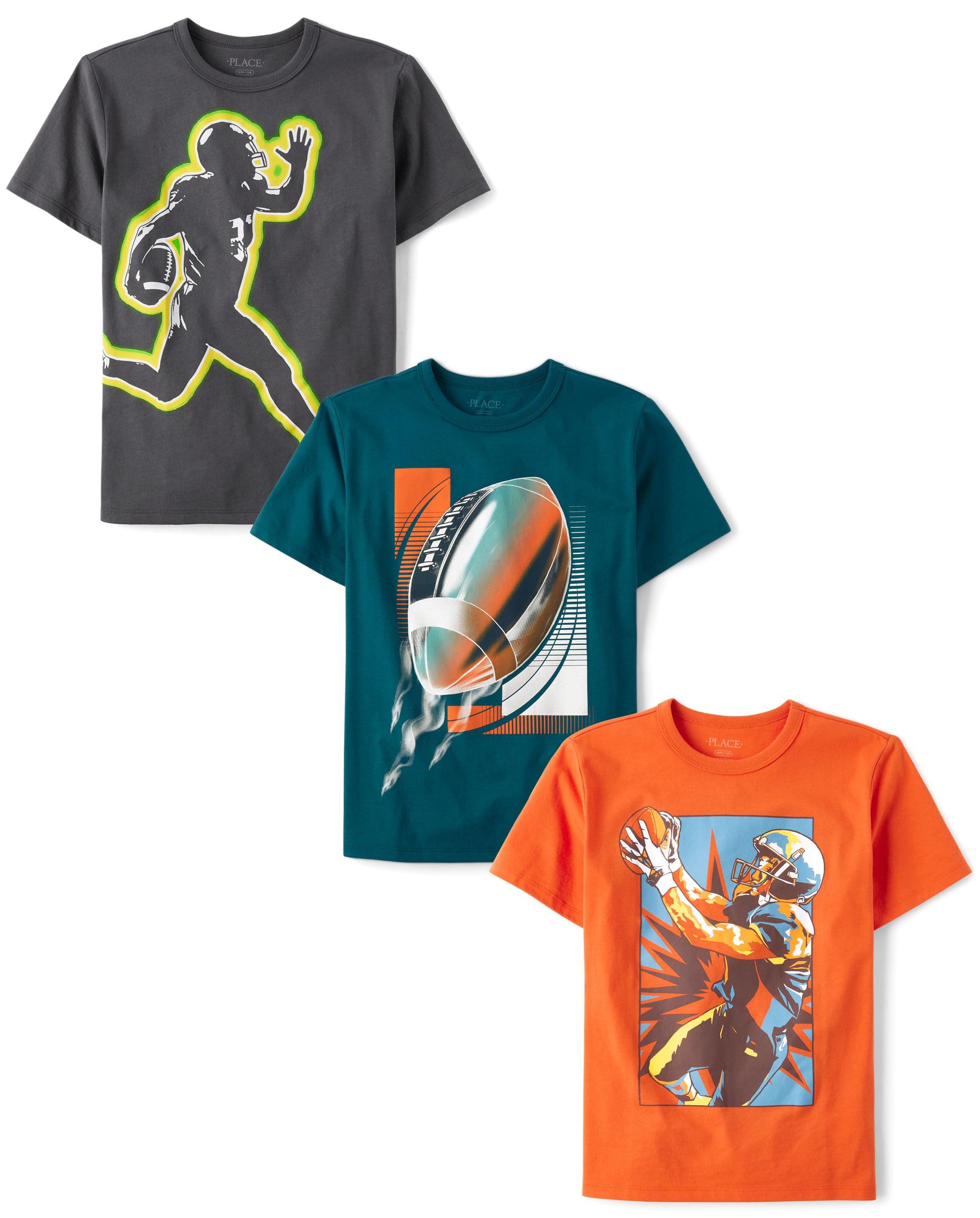 The Children's Place,Boys,Sports Short Sleeve Graphic T-Shirts,multipacks,Football Player/Football 3-Pack,Small Image The Children's Place,Boys,Sports Short Sleeve Graphic T-Shirts,multipacks,Football Player/Football 3-Pack,Small Image