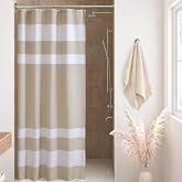 Madison Park Spa Waffle Stall Shower Curtain for Bathroom, 54 x 78, Taupe | Striped, Pieced Fabric Design, 3M Scotchgard Moisture Management, Hotel Quality, Modern, for Bathroom, OEKO-TEX Certified