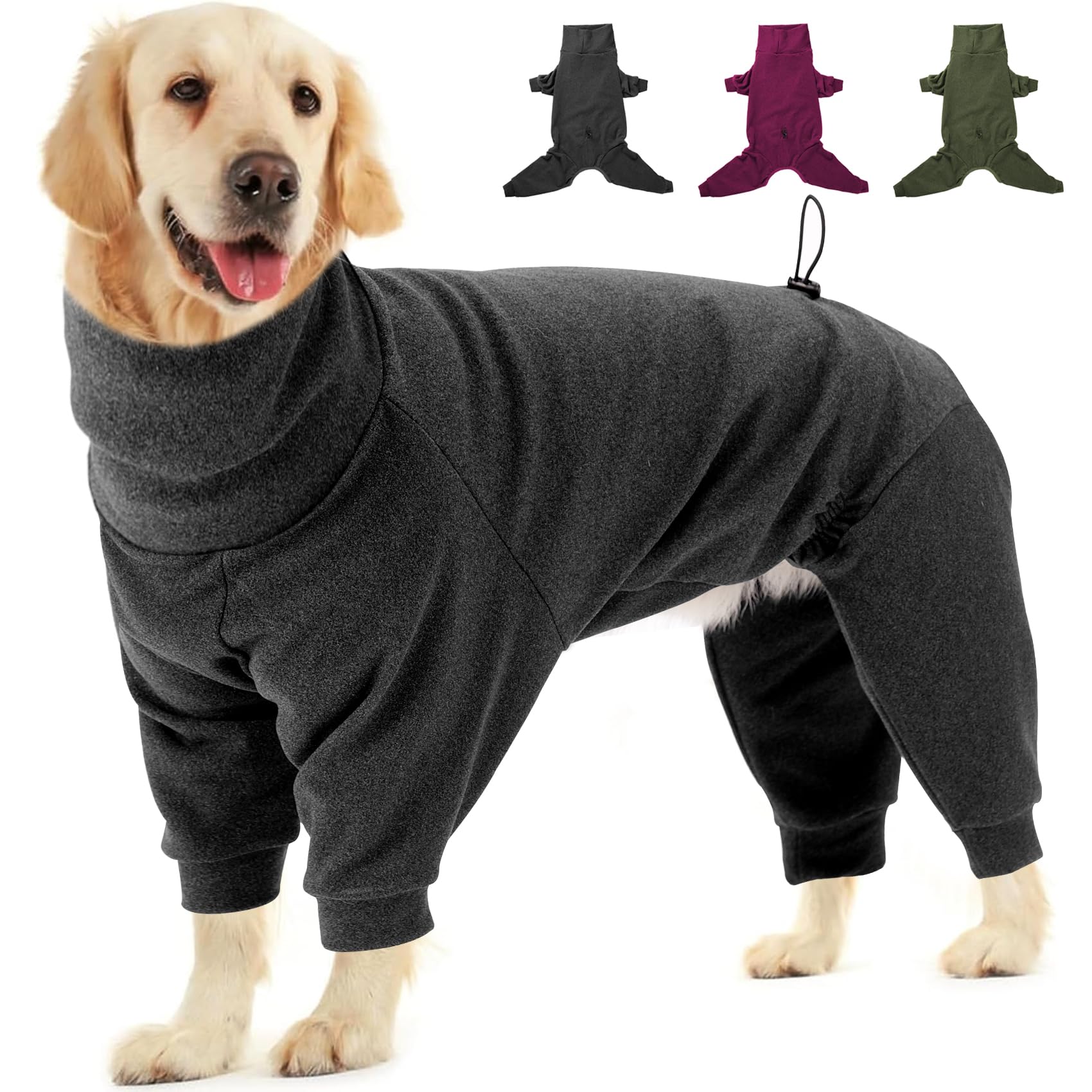 Dotoner Dog Fleece Coat Dog Winter Jumper Pyjamas Onesie Full Body Jacket with Legs Warm Clothes Windproof Cozy Jumpsuit Outfit for Small Medium Large Dogs Indoor Outdoor Wear