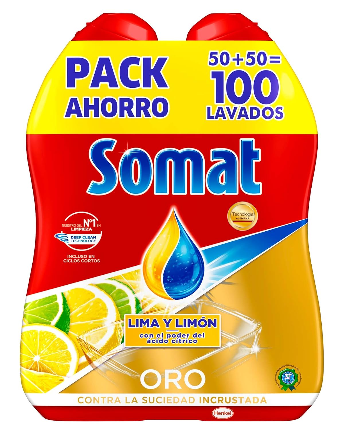 Pack de 2 Somat Oro Gel Lavavajillas Limón