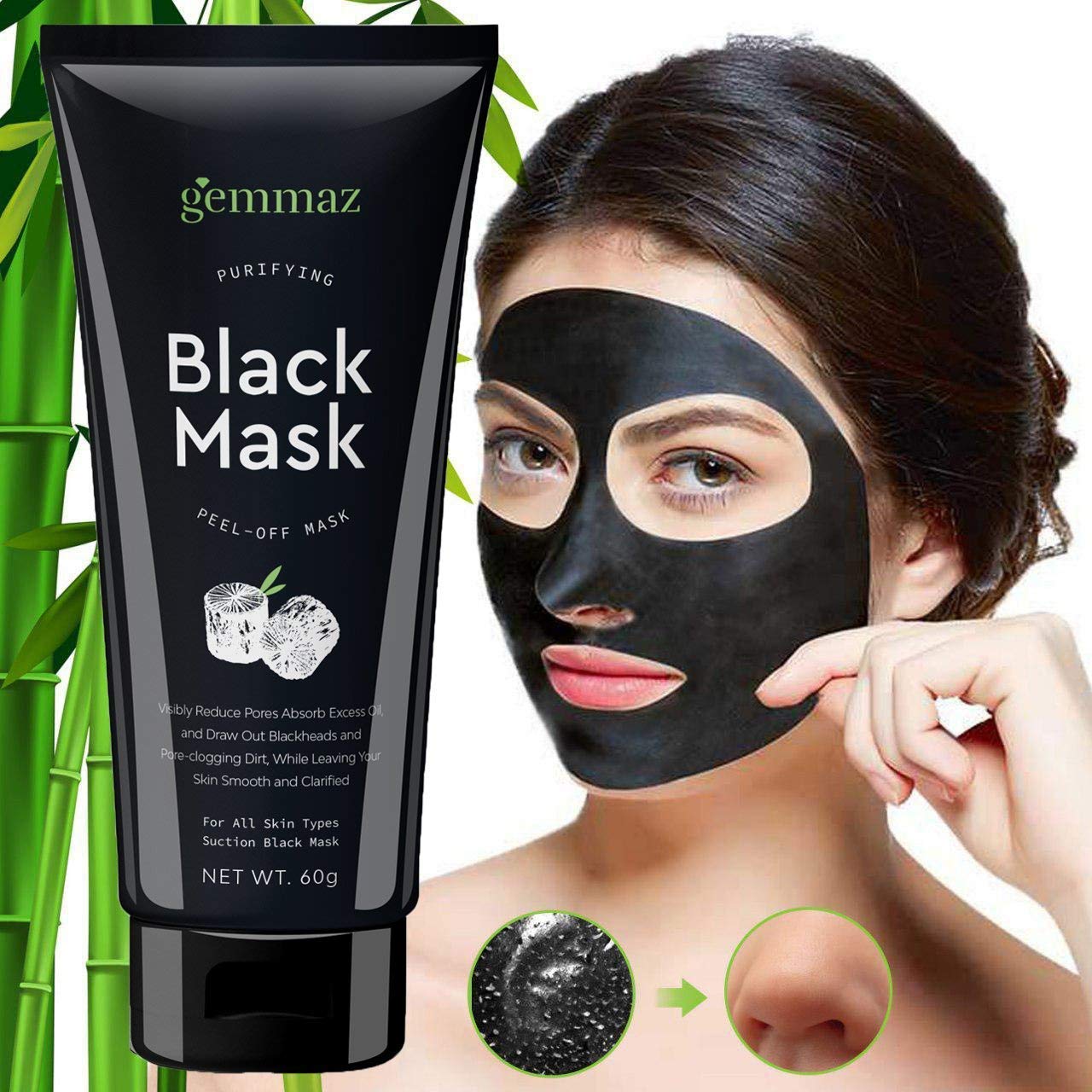 Black Mask Peel off Mask, Charcoal Purifying Blackhead Remover Mask