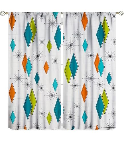 VUMIVI Stained Glass Blackout Curtains - Vintage Abstract Patchwork Design, 84x84 Inches, 2 Panels - View #10