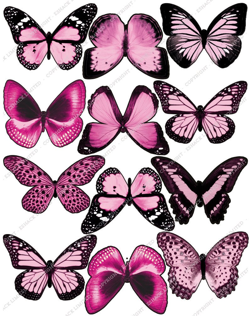 12 x PRECUT Purple Edible Butterfly Cake Toppers