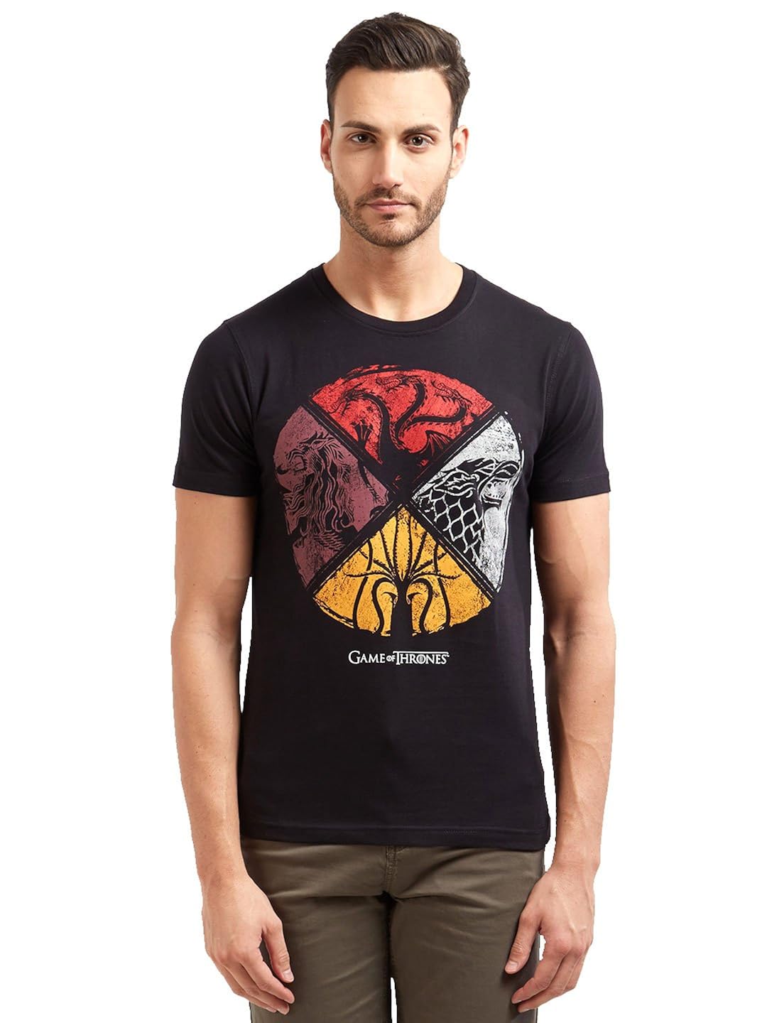 game of thrones redwolf sigil shield hbo licensed half sleeve cotton t-shirt