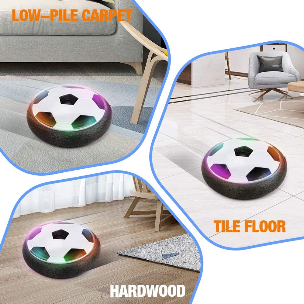 Betheaces Kids Toys Hover Soccer Ball Set with 2 Goals, Air Power Soccer LED Indoor Game Sports Gift Toys for 2, 3, 4, 5, 6, 7, 8 Year Old Boys Girls Included Inflatable Football, Basketball, Pump: Toys & Games
