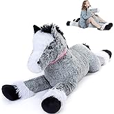 3 Feet Large Horse Stuffed Animal, 35 Inch Rideable Stuffed Pony Farm Plush Toy, Big Soft Horse Plush Pillow Christmas Birthday Gift for Kids