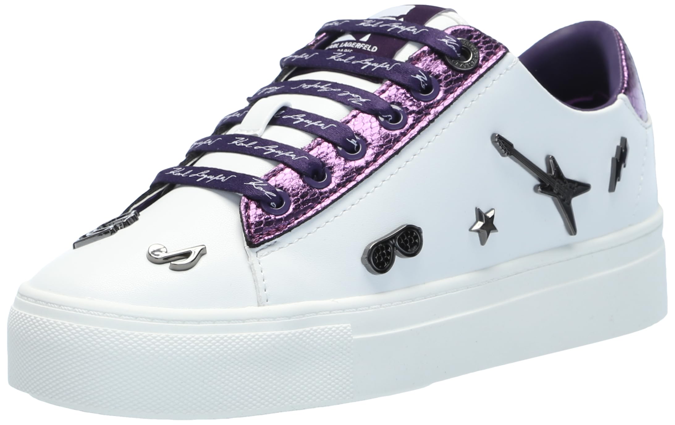 Karl Lagerfeld Paris Womens Cate Pins, Bright White/Deep Plum, 8 Image