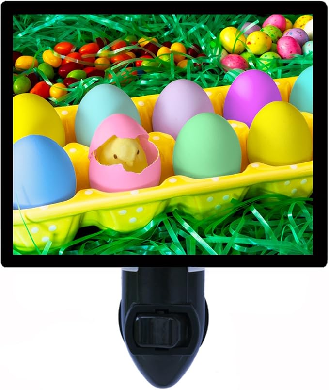 Easter Night Light, Easter Chick, Peep in Colored Egg LED Night Light