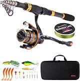 Sougayilang Telescopic Fishing Rod Reel Combo 2.4M Portable Travel Kit