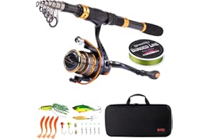 Sougayilang Fishing Rod Reel Combos Carbon Fiber Telescopic Fishing Pole with Spinning Reel Fishing Line Lures Fishing Gear A