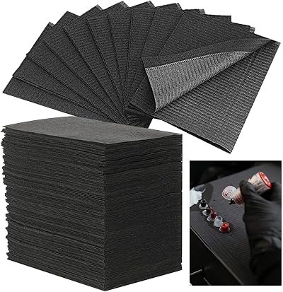 LEAYOKA 50pcs Black Disposable Tattoo Bibs Waterproof 13x18 Inch Dental Napkins