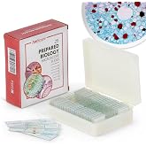 AmScope PS25P Prepared Microscope Slides, Plastic Case, 25pc | 25-Piece Set with Plant, Fungus, Insect &amp; Mammal Specimens, Includes Plastic Storage Case