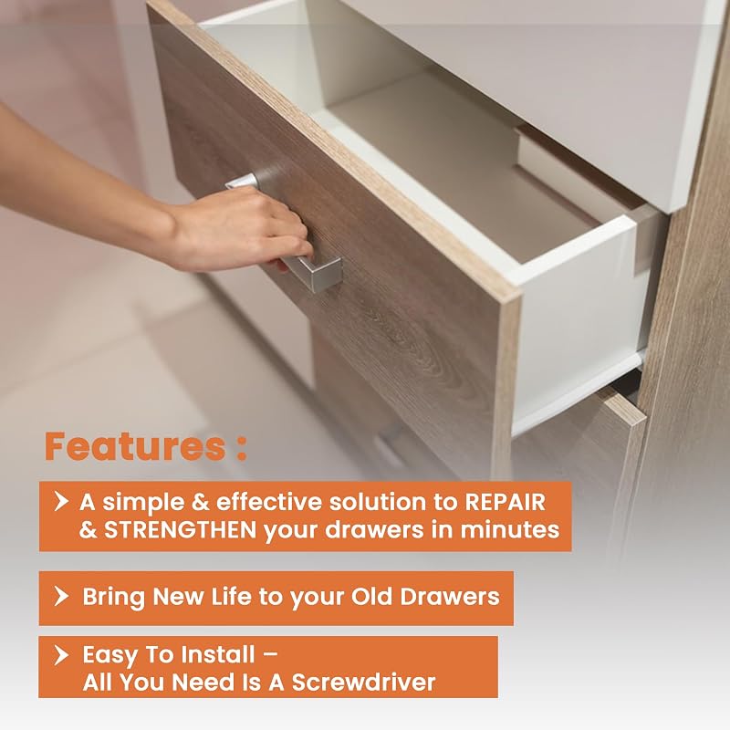 Gadget Planet Drawer Repair Kit Pack of 4 - Fix Sagging Drawers