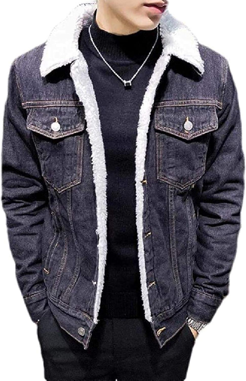 Men Fashion Denim Jacket Fleece Lined Button Up Plus Size Jacket Coat Amazon.co.uk Clothing