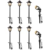 EDISHINE 8 Pack Low Voltage Landscape Lights Kit, 3W 120LM LED Pathway Lights & 3.2W 240LM Spotlights, 12V Outdoor Landscape Lighting with Connectors, Aluminum Landscape Light for Yard Path, Garden