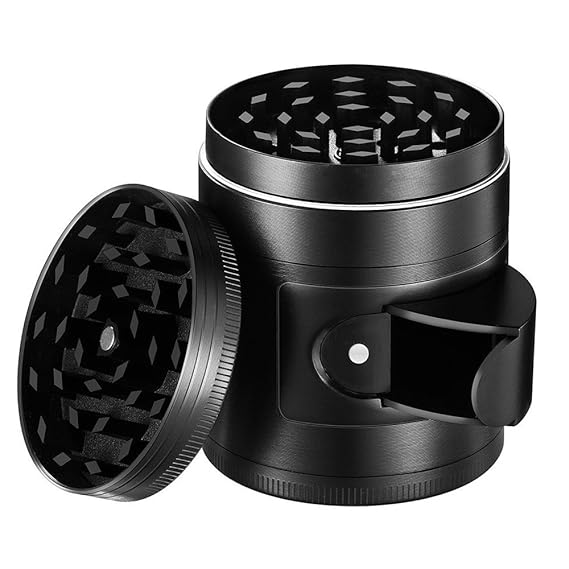 COLORFUL Kräuter Tabak Grinder Crusher Schleifer ,Schleifer Für Tabakblätter Kräuter Gewürz,66mm,4-lagig,Schwarz