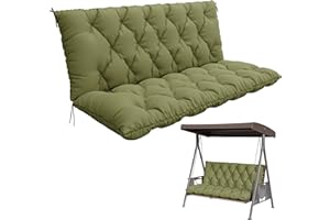 PAKUNODA Porch Swing Cushion with Backrest,Waterproof Bench Cushion for Outdoor Furniture,2-3 Seater Replacement Thickened 5 in swing cushion,with Ties,Patio,Outdoor,Backyard and Garden (Light Green,60x40 in)
