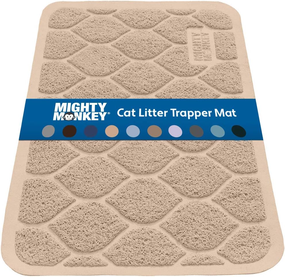 MIGHTY MONKEY Premium Cat Litter Mat, Best Scatter Control, Jumbo XL Sizes, 35x23 inches, Mat Catches Litter, Easy Clean, Soft on Kitty Paws, Taupe: Pet Supplies