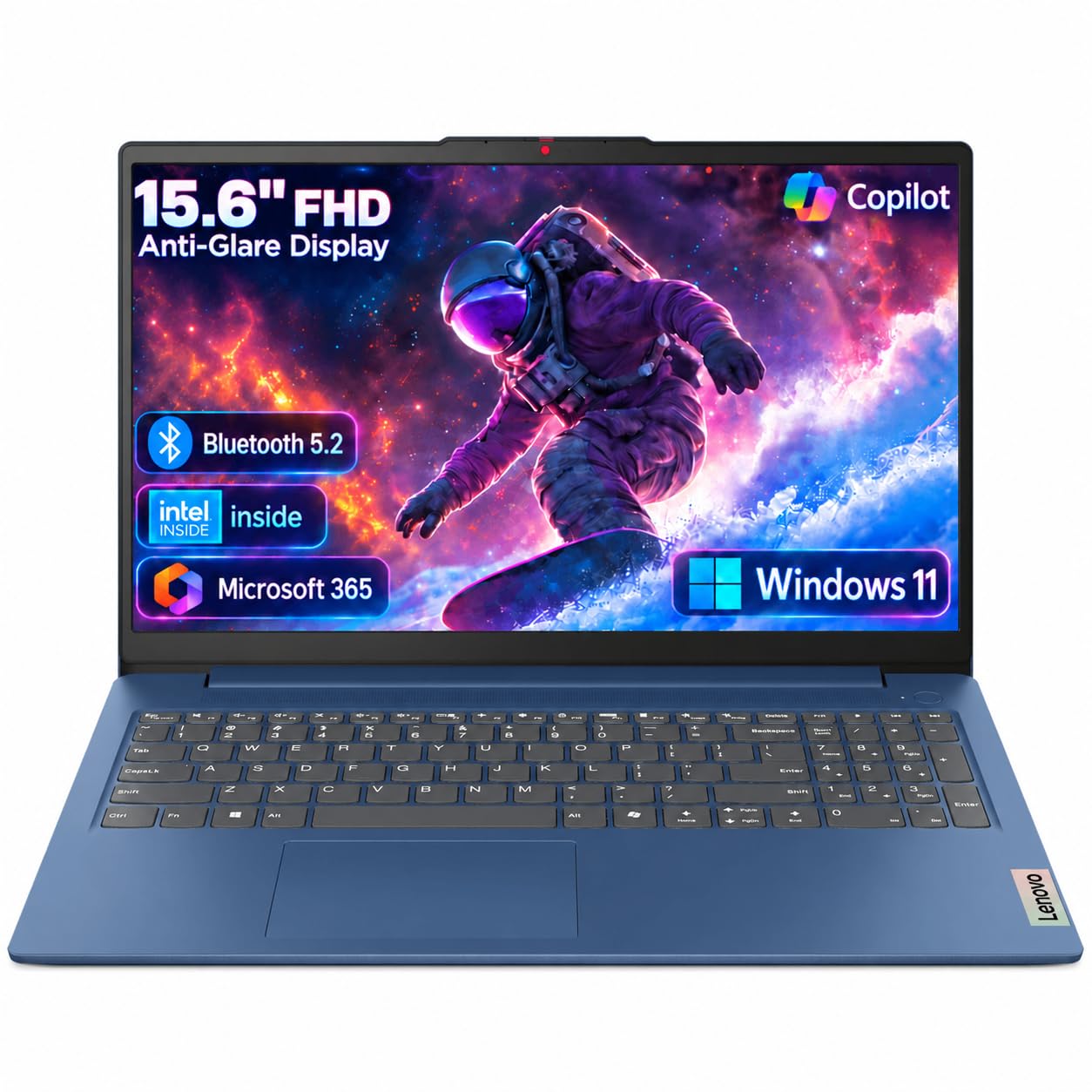Lenovo Business 15.6" FHD Laptop, Intel Processor, 8GB DDR5, 128GB Storage | Office 365, Copilot AI, WiFi 6, USB-C, Anti-Glar