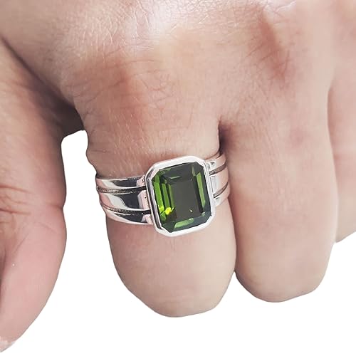 Green Tourmaline Mans Ring, Natural Tourmaline, October Birthstone