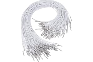Garneck 100pcs White Elastic Ropes with Metal Hooks Barbed Cords Loop Round String with Metal Barbs Ropes for Party Cosplay Mask DIY Hat