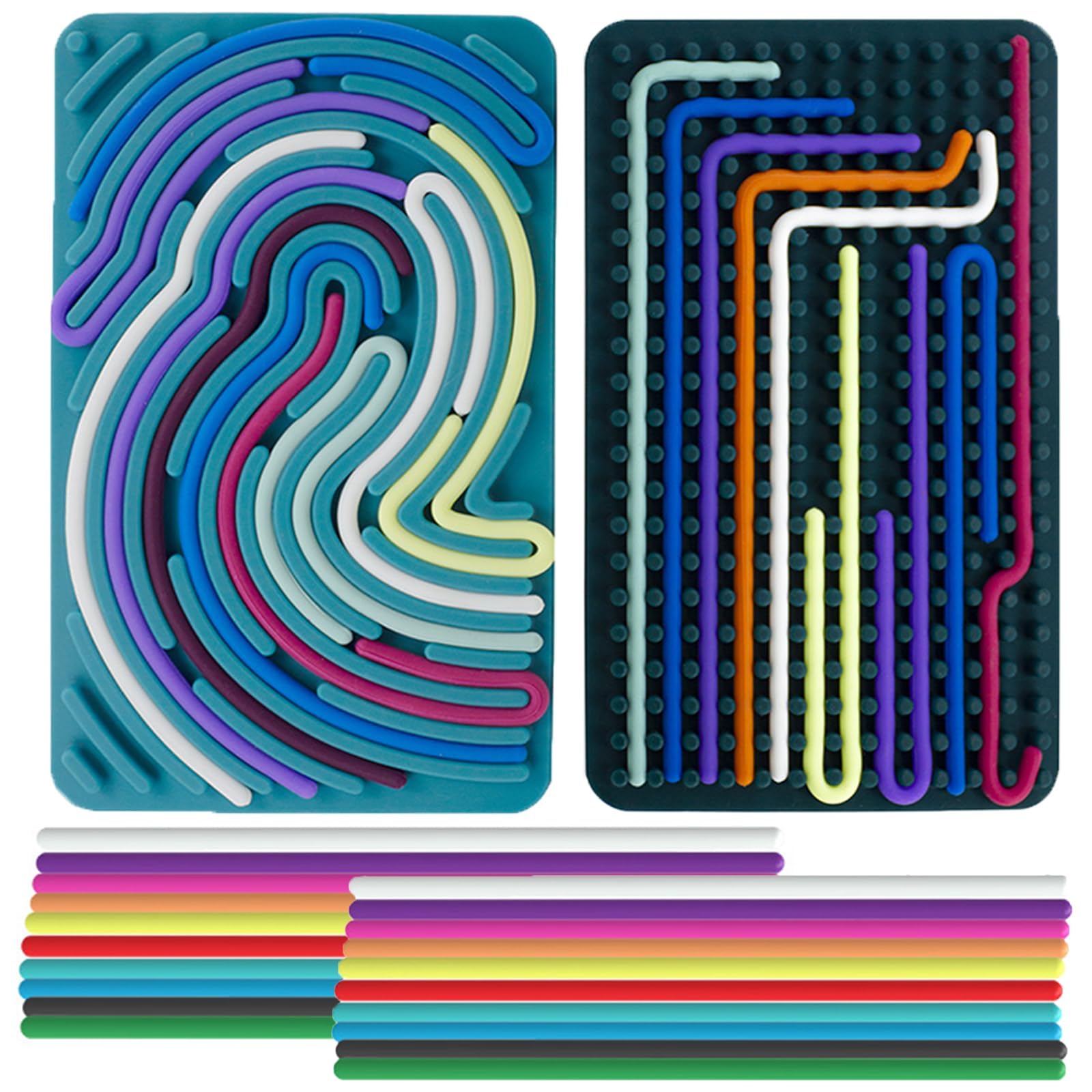 2 Sets Push Peel Sensory Board Silicone Fidget Toy for 1+ Year Old Skill Development - Double Side Stress Anxiety Relief Activity Board