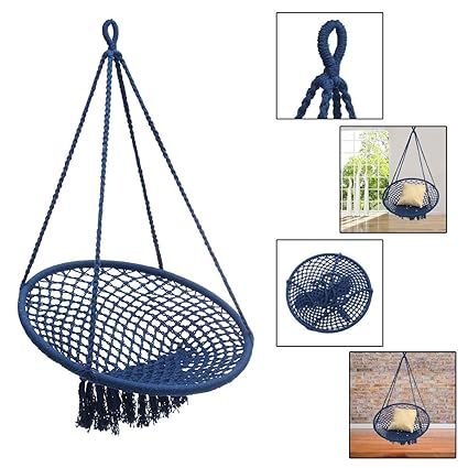 Bloomerang Outdoor Mesh Hanging Chair Cotton Swing Hammock Camping Garden Yard
