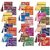 24pc Chinese Silk Brocade Coin Purse Embroider Jewelry Bag Zipper Wallet Pouch