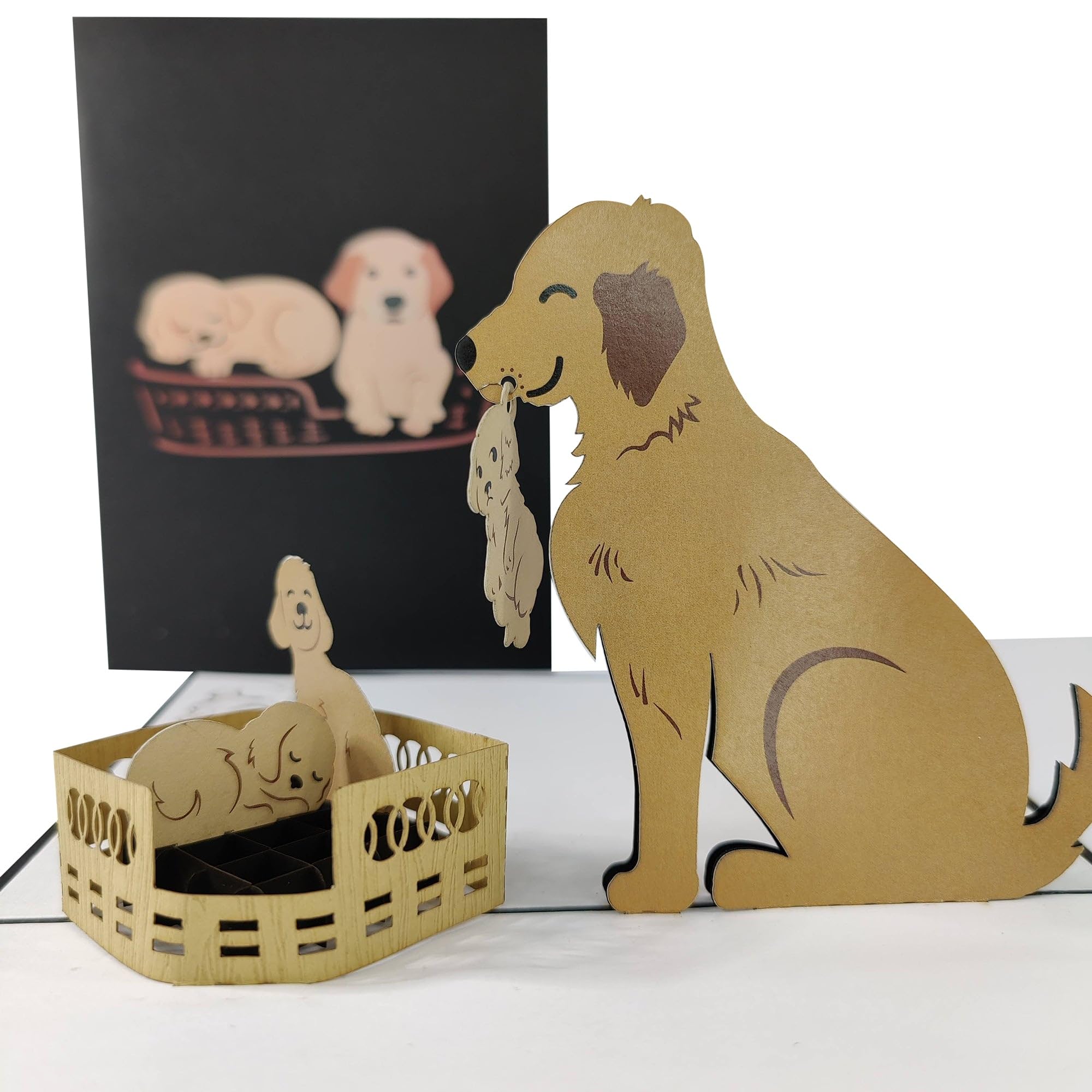 CardPop Golden Labrador Mum & Puppies Pop-Up Card - 3D Pop Up Greeting Card