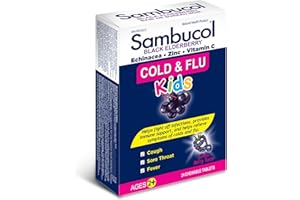 Sambucol Black Elderberry Cold & Flu Kids | Relieves Cold & Flu Symptoms | Immune Support & Antioxidant | Gluten Free | 24 Ch